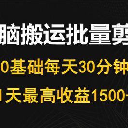 （10008期）每天30分钟，0基础无脑搬运批量剪辑，1天最高收益1500+