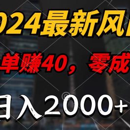 （9971期）2024最新风口项目，一单40，零成本，日入2000+，无脑操作