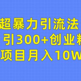 （9954期）超暴力引流法，日引300+创业粉，卖项目月入10W+