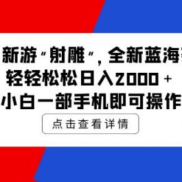 （9936期）网易新游 射雕 全新蓝海赛道，轻松日入2000＋小白一部手机即可操作