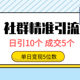 （9870期）社群精准引流高质量创业粉，日引10个，成交5个，变现五位数