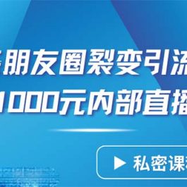 （9850期）仅靠分享一条朋友圈裂变引流自动成交2小时1000内部直播课程