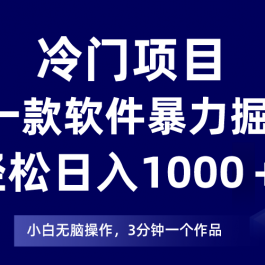 （9791期）冷门项目，靠一款软件暴力掘金日入1000＋，小白轻松上手第二天见收益