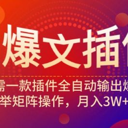 （9725期）Ai爆文插件，只需一款插件全自动输出爆文，举矩阵操作，月入3W+