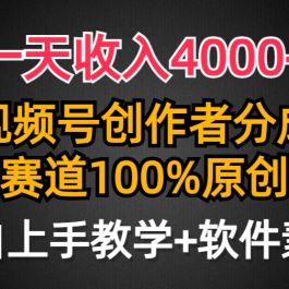 （9694期）一天收入4000+，视频号创作者分成，最新赛道100%原创玩法，小白也可以轻…