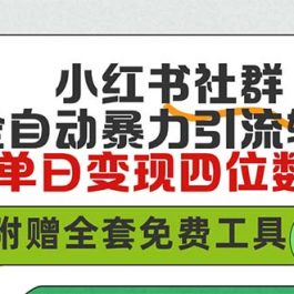 （9615期）小红薯社群全自动无脑暴力截流，日引500+精准创业粉，单日稳入四位数附…