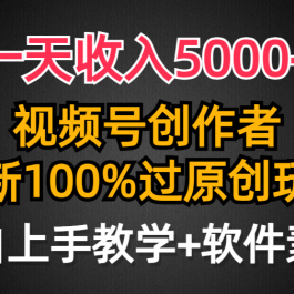 （9568期）一天收入5000+，视频号创作者，最新100%原创玩法，对新人友好，小白也可.