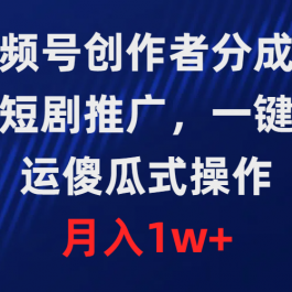 （9531期）视频号创作者分成，爆爽短剧推广，一键搬运，傻瓜式操作，月入1w+