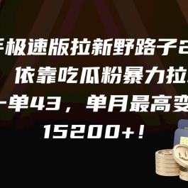 （9518期）快手极速版拉新野路子2.0玩法，依靠吃瓜粉暴力拉新，一单43，单月最高变…