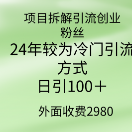 （9489期）项目拆解引流创业粉丝，24年较冷门引流方式，轻松日引100＋