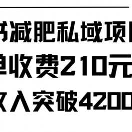 （9466期）小红书减肥私域项目每单收费210元单日成交20单，最高日入4200+