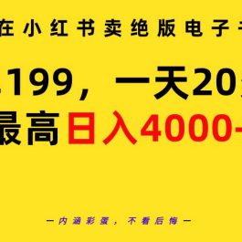 （9401期）在小红书卖绝版电子书，一单199 一天最多搞20多单，最高日入4000+教程+资料