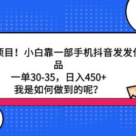 （9182期）蓝海项目！小白靠一部手机抖音发发作品，一单30-35，日入450+，我是如何…