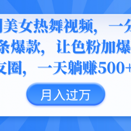 （9131期）伪原创美女热舞视频，条条爆款，让色粉加爆你的朋友圈，轻松躺赚500+