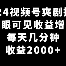 （9028期）2024视频号爽剧推广，肉眼可见的收益增长，每天几分钟收益2000+