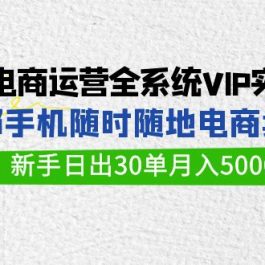 闲鱼电商运营全系统VIP实战课，1部手机随时随地卖货，新手日出30单月入5000