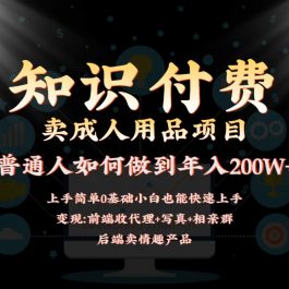 2024蓝海赛道，前端知识付费卖成人用品项目，后端产品管道收益如何实现年入200W+