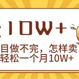 2024年一个人一台手机靠卖项目实现月收入10W+