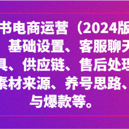 小红书电商运营（2024版）：开店、设置、供应链、选品、素材、养号、流量与爆款等