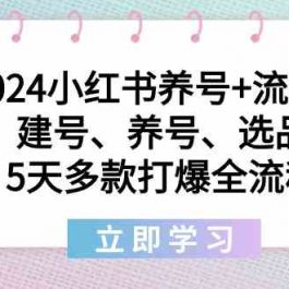 2024小红书养号+流量课：建号、养号、选品，5天多款打爆全流程