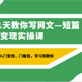 41天教你写网文—短篇向变现实操课，快速入门变现，门槛低，学习周期快