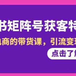 小红书矩阵号获客特训营-第10期，小红书电商的带货课，引流变现新商机