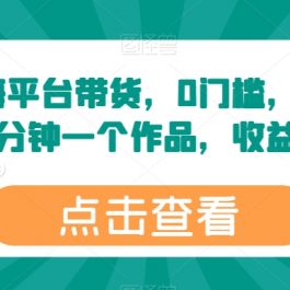 最新蓝海平台带货，0门槛，小白易上手，2分钟一个作品，收益高