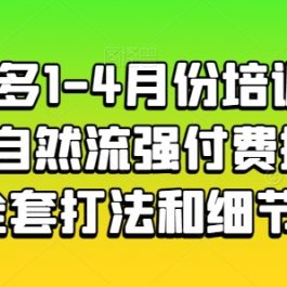 拼多多1-4月份培训课程，自然流强付费推广全套打法和细节