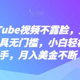 YouTube视频不露脸，免费AI工具无门槛，小白轻松上手，月入美金不断