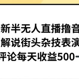 最新半无人直播撸音浪，解说街头杂技表演，平均每天收益500+