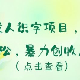 冷门成人识字项目，小白上手轻松，暴力创收月入5w+