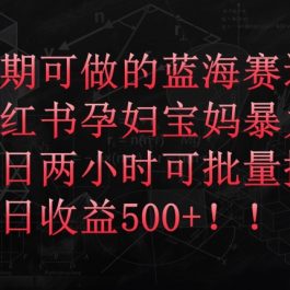 长期可做的蓝海赛道，小红书孕妇宝妈暴力拉新玩法，每日两小时可批量操作，单日收益500+