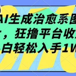 AI生成治愈系图片，狂撸平台收益，小白轻松入手1W+