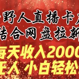 每天收入2000+，抖音野人直播卡广场，结合网盘拉新，纯无人，小白轻松上手