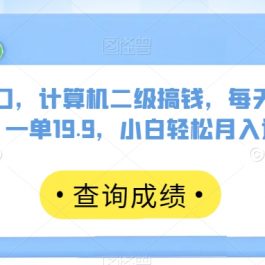 全网风口，计算机二级搞钱，每天发发图片，一单19.9，小白轻松月入过万【揭秘】