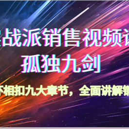 实战派销售视频课-孤独九剑，环环相扣九大章节，全面讲解销售（62节）