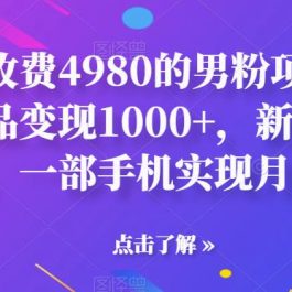 外面收费4980的男粉项目，一个作品变现1000+，新渠道新玩法，一部手机实现月入过万【揭秘】