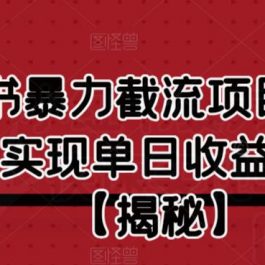 小红书暴力截流项目，新手快速实现单日收益二三百【仅揭秘】