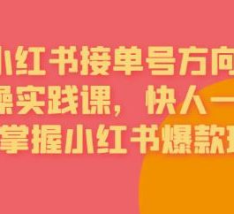 接单号方向·小红书微操实践课，快人一步，提前掌握小红书爆款玩法