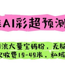 四维AI彩超预测项目引流大量宝妈粉无脑操作一次收费19-49私域二次变现【仅揭秘】