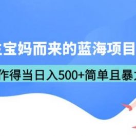 专为新生宝妈而来的蓝海项目，操作得当日入500+简单且暴力（教程+工具）【揭秘】