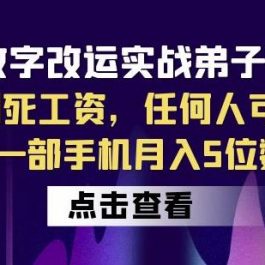 数字改运实战弟子班：告别死工资，任何人可操作，一部手机月入5位数