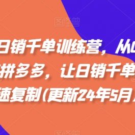 拼多多日销千单训练营，从0开始带你做好拼多多，让日销千单可以快速复制(更新24年5月)