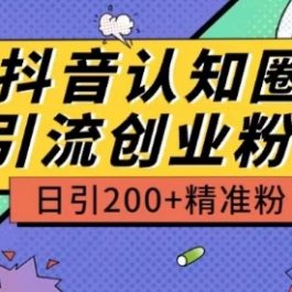 外面收费3980抖音认知圈引流创业粉玩法日引200+精准粉