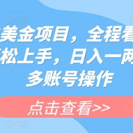 海外撸美金项目，全程看直播，小白轻松上手，日入一两张，可多账号操作