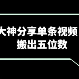 搬运大神分享单条视频，怎样搬出五位数