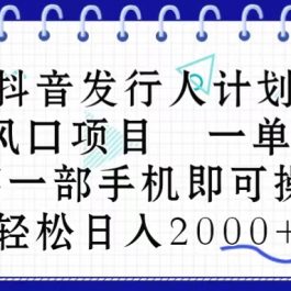 （10756期）抖音发行人计划，蓝海风口项目 一单40，0基础一部手机即可操作 日入2000＋