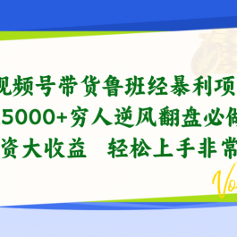 （10647期）视频号带货鲁班经暴利项目，日入5000+，穷人逆风翻盘必做项目，0投资…