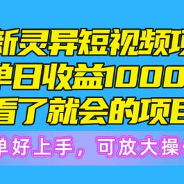 （10542期）最新灵异短视频项目，单日收益1000+看了就会的项目，简单好上手可放大操作