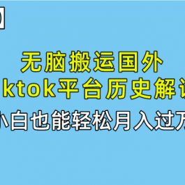 （10326期）无脑搬运国外tiktok历史解说 无需剪辑，简单操作，轻松实现月入过万